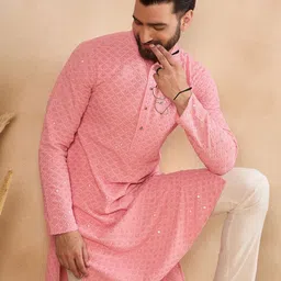 House of Pataudi Ethnic Motifs Embroidered Straight Kurta image 3