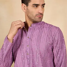 House of Pataudi Sequence Embroidered Straight Kurta image 3