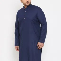 VASTRAMAY Plus Size Men Navy Blue Kurta image 3