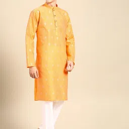 MANQ Geometric Embroidered Mandarin Collar Straight Kurta image 3
