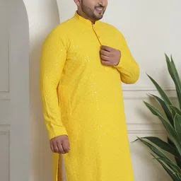 SOJANYA PLUS Geometric Embroidered Sequinned Cotton Straight Kurta image 4