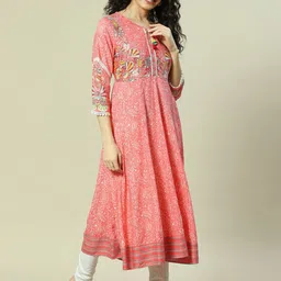 Rangriti Abstract Printed Round Neck Gotta Patti Anarkali Kurta image 3