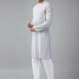 See Designs Men Cotton Grey Straight Kurta With Slub Effect image 2