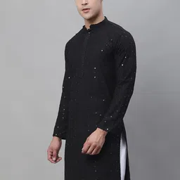 SOJANYA Ethnic Motifs Embroidered Sequinned Pure Cotton Kurta image 2