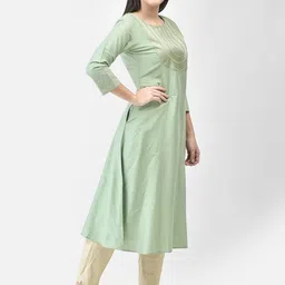 Span Yoke Design Round Neck A-Line Kurta image 3