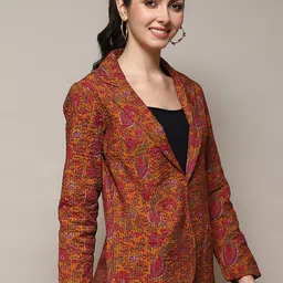 Biba Floral Printed Cuban Collar Open Front Jacket image 5