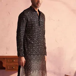 SHRESTHA BY VASTRAMAY Embellished Mandarin Collar Sequinned Georgette Kurta image 4