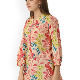 Pure 9 Abstract Printed Mandarin Collar Cotton Straight Kurta image 3