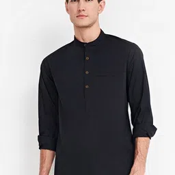 AVOLT Cotton Mandarin Collar A-Line Kurta image 2