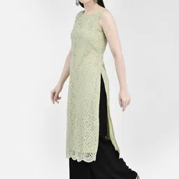 Ojjasvi Geometric Embroidered Thread Work Sleeveless A-Line Kurta image 4