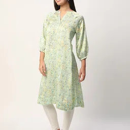 R&B Abstract Printed Mandarin Collar Cotton Straight Kurta image 4