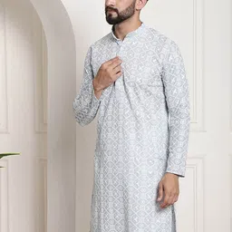 SOJANYA Band Collar Ethnic Motifs Embroidered Thread Work Cotton Kurta image 5