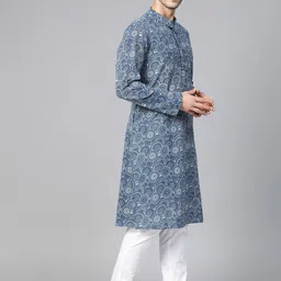 See Designs Men Blue Ethnic Motifs Printed Kurta image 2