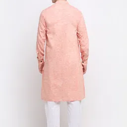 KLOTTHE Men Peach-Coloured Cotton Kurta image 4