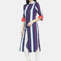 Sayesha Women Multicoloured Striped Crepe Pathani Kurta image 4