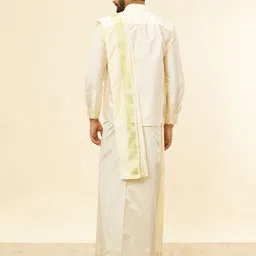 Manyavar Art Silk Regular Kurta With Veshti image 4