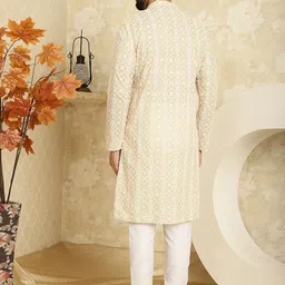 SOJANYA Ethnic Motifs Embroidered Regular Pure Cotton Kurta With Churidar image 5