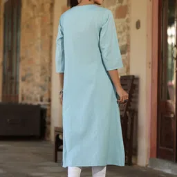 Juniper Ethnic Motifs Embroidered Sequined Cotton Kurta image 5