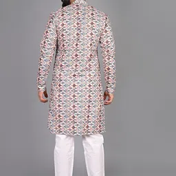 FUBAR Men Floral Printed Thread Work Kurta image 5