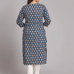 SUTI Ethnic Motifs Printed Round Neck With Notched Straight Kurta image 2