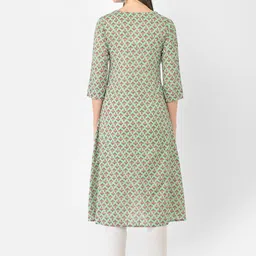 Span Women Sea Green Ethnic Motifs Printed Kurta image 3