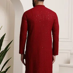SOJANYA Ethnic Embroidered Sequined Pure Cotton Straight Kurta image 3