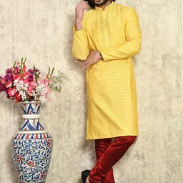 RANAK Men Geometric Thread Work Kurta image 3