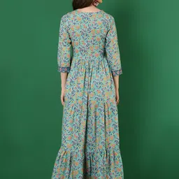 GLAM ROOTS V Neck Floral Printed Gotta Patti Tiering Anarkali Kurta image 5