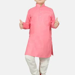 SG YUVRAJ Boys Pink Raw Silk Kurta image 2