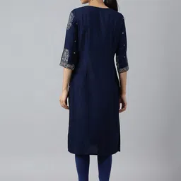 W Women Blue Quirky Printed Kurta image 5