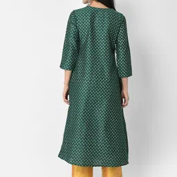 Span Ethnic Motifs Printed Silk A-Line Kurta image 5