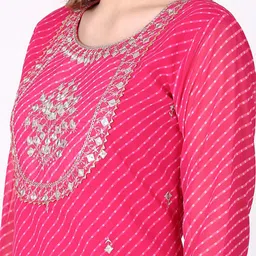 Tulip Eden Striped Mirror Work Georgette Straight Kurta image 5