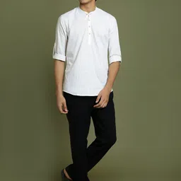 VASTRAMAY Boys Band Collar Roll-Up Sleeves Kurta image 5