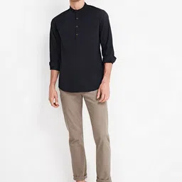 AVOLT Cotton Mandarin Collar A-Line Kurta image 5