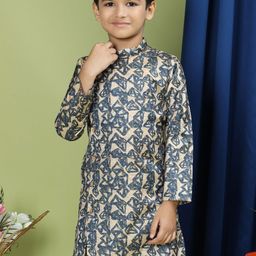TABARD Boys Abstract Printed Mandarin Collar Angrakha Cotton Kurta-picture-41