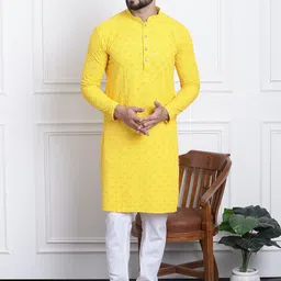 SOJANYA Woven Design Mandarin Collar Sequinned Straight Pure Cotton Kurta image 5