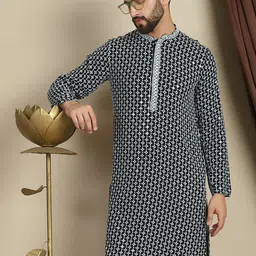 Anouk Geometric Embroidered Thread Work Cotton Straight Kurta-picture-36