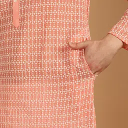 SOJANYA Ethnic Motif Embroidered Band Collar Pure Cotton Kurta image 4