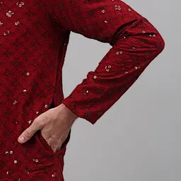 Jompers Embroidered Mandarin Collar Sequins Kurta image 3