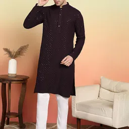SWAGG INDIA Men Embroidered Mirror Work Kurta image 2