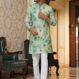 Aanys Culture Ethnic Motifs Printed Mandarin Collar Long Sleeves Kurta image 2