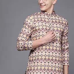 Indo Era Geometric Printed Pure Cotton Kurta image 4