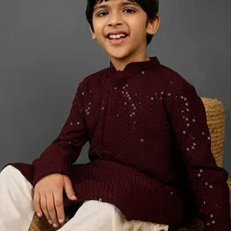 YK Dapper & Dazzling Boys Embellished Sequinned Straight Kurta image 5