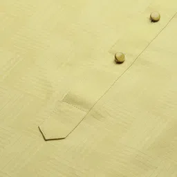 Anouk Yellow Geometric Woven Design Mandarin Collar Cotton Silk Straight Kurta image 4