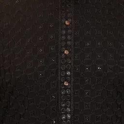 House of Pataudi Ethnic Motifs Embroidered Mandarin Collar Sequinned Straight Kurta image 2