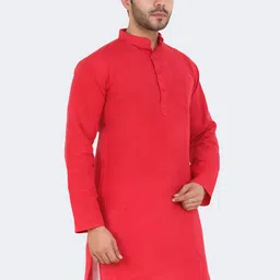 Latest Chikan Garments Men Red  Straight Kurta image 3
