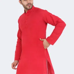 Latest Chikan Garments Men Red  Straight Kurta image 4