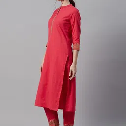 Cayman Women Fuchsia Solid Kurta with Trousers image 4