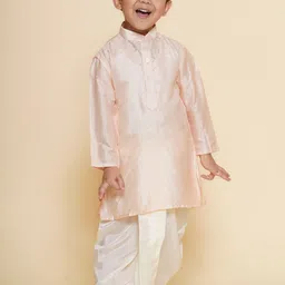 Sethukrishna Boys Mandarin Collar Pure Silk Kurta with Dhoti Pants image 1