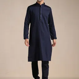 Manyavar Men Pure Cotton Full Sleeves Kurta With Churidar-image-55